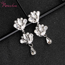 Elegant Long Wedding Earrings For Women Silver Color Crystal Prom Lady Drop Earrings Jewelry DropShipping R3433 2024 - buy cheap