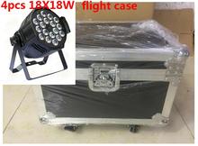 4 UNIDS 18x18 W LED Par Luces con 1 flight case 6in1 rgbwa uv llevo la luz de par 2024 - buy cheap