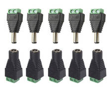 5.5mm x 2.1mm Female Male DC Power Plug Adapter for 5050 3528 5060 Single Color LED Strip and CCTV Cameras 2024 - купить недорого