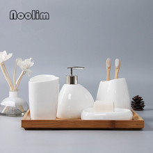 Набор из 6 предметов NooLim из Китая, керамический набор аксессуаров для ванной комнаты, дозатор мыла/держатель для зубных щеток/стакан/мыльница, Товары для ванной комнаты 2024 - купить недорого
