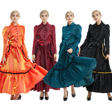 Mujeres Edwardian Victorian Bustle Dress Guerra civil de la vendimia Noble Colonial Ball Gown Disfraz de Cosplay Rojo / Negro / Azul / Púrpura 2024 - compra barato