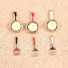 Mini Order 10 Pairs Fashion Alloy Pan&Slice Enamel Alloy DIY Necklace Pendants Gold Tone Oil Drop Floating Pendant Charms 2024 - buy cheap