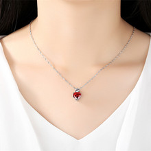 LUKENI-collar de Gargantilla de Plata de Ley 925 para mujer, colgante de corazón rojo, accesorios 2024 - compra barato