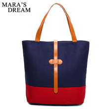 Mara's Dream 2019 Bags Handbags Women Famous Brands Canvas Patchwork Zipper Hit Color Shoulder Bag Women Handbag 2024 - buy cheap