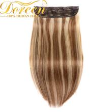 Doreen 150g 200g 1pc Brazilian Hair  18"to 26" Machine Made Remy Hair piece Straight Clip In one piece Human Hair Extensions 2024 - купить недорого