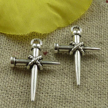 186 peças tibetano prata cruz encantos 24x16mm #4535 2024 - compre barato