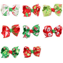 5pcs/lot 3 Inch Boutique Christmas Girls Hair Bows Handmade Grosgrain Ribbon Bows With Hair Clips Girls Hair Accessories 2024 - buy cheap