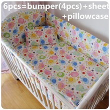 Promotion! 6PCS Baby Crib bedding set Cot set Embroidered (bumper+sheet+pillow cover) 2024 - buy cheap