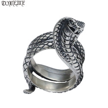 Handcrafted 100% 925 Silver Snake Ring Real Vintage 925 Sterling Man Ring Pure Silver Hip-hop Jewelry Surpent Ring Resizable 2024 - buy cheap