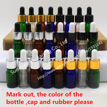 Hot sale 500pcs 5ml Blue,Amber,Green,Clear Glass Essential Oil Bottle With Dropper, 5ml Glass Dropper Container 2024 - buy cheap