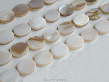 Free Shipping Wholesale (1 Strands=1lot)15x13x3mm White Natural Mother of Pearl Shell Flat Oval Beads Approx 39CM Per Strand 2024 - buy cheap