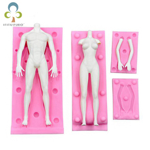 Doll Body Shaped Silicone Mold 3D Fondant Tool For Manikin Handmade DIY Chocolate Baking Decorating Clay Mould Supplies WYQ 2024 - buy cheap