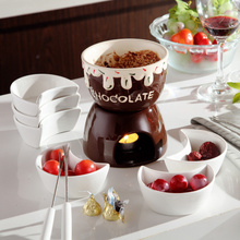 Coffee  ice cream pot chocolate fondue set cheese hot pot ceramic ice cream furnace with fork and candle cooking ware 2024 - buy cheap