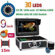 Câmera de pesca subaquática com gravador dvr, 9 polegadas, 15m, 1000tvl, led branco + 15 peças de lâmpada infravermelha para gelo/mar/rio 2024 - compre barato