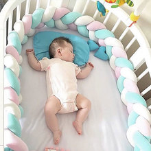 Parachoques para cama de bebé de 2M, nudo nórdico, almohada trenzada anudada hecha a mano, Protector de cuna, decoración para habitación de bebé 2024 - compra barato