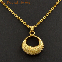 SUNNERLEES Fashion Jewelry Gold-Color Pendant Necklace Stripes Carved Circular Optional Chain For Mens Womens P05 Y 2024 - buy cheap