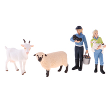 Hand Painted Realistic Farm Animal Figures Set Includes Farmer Sheep Cow Model Dollhouse Mini People Figures Model Collectible 2024 - buy cheap