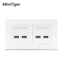 Minitiger Wall Socket 4 USB Smart Induction Charge Port For Mobile 5V 4.2A Output LED Indicator White PC Panel 2024 - buy cheap