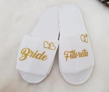 Zapatillas de boda para novia y dama de honor con nombres personalizados, zapatillas de fiesta para despedida de soltera, regalos de recuerdo de boda 2024 - compra barato
