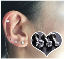 MODRSA 1Piece Labret Lip Ring Zircon Prong Gem Earrings Tragus Helix Ear Nose Piercing Stainless Steel Body Jewelry 2024 - buy cheap