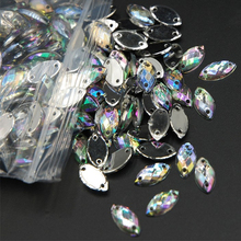 100 Uds Marquesa claro ab de plata de cristal de Base para coser en diamantes de imitación perlas coser en Ojo de caballo piedras dos agujeros manualidades y costura 2024 - compra barato