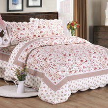 CHAUSUB Washed Cotton Quilt Set 4PC Korea Bedspread on Bed Floral Quilted Bedding Set Duvet Cover Pillowcase Queen Size Coverlet 2024 - buy cheap