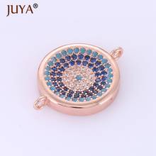 High Quality Copper Metal With Multicolor Cubic Zirconia Rhinestone Round Evil Eye Pendant Charms For Men Women Jewelry Making 2024 - buy cheap