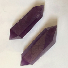 Natural Purple Amethysts Quartz Crystal Stone Wand Double Point Healing Reiki Stones Obelisk Crystal Carved Energy Stone 1pc 2024 - buy cheap