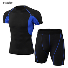 psvteide Fitness Set Men 2 pcs Mens Sports Suits Shorts Sleeve Tracksuit Men compression clothing Gym Shorts Men Running Clothes 2024 - buy cheap