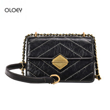 OLOEY  Women's Bag Chain Shoulder Crossbody Bag Retro Shoulder Strap Square Pouch Embroidered PU Leather High Quality Tote Bag 2024 - buy cheap