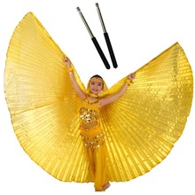 Asas de dança do ventre, trajes de dança do ventre, asas douradas para crianças, meninas, preto, 11 cores 2024 - compre barato