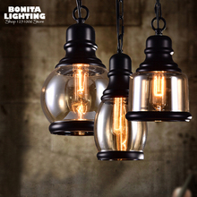 Loft Industrial pendant lamps Amber Glass edison retro hanging lamps Chain hemp rope pendant lighting for restaurants 2024 - buy cheap