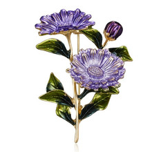 Retro Antique Purple Chrysanthemum Flower Brooches for Women Romantic Wedding Party Rhinestone Party Bouquet Brooch Pin 2024 - buy cheap