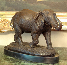 Estátua de escultura de mármore em bronze, arte de decoração de feng shui de selva, elefante, sala africana 2024 - compre barato