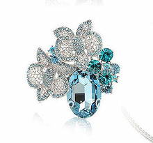 Винтажный стиль, серебристые бриллиантовые Броши с большим стеклянным камнем и красивым цветком 2024 - купить недорого