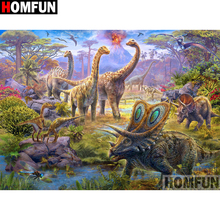 HOMFUN-pintura de diamante 5D DIY "paisaje de dinosaurio", cuadrados o redondos de imitación bordado de diamantes, estilo punto de cruz 5D, decoración del hogar, A01817 2024 - compra barato