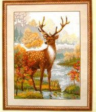 Kit de punto de cruz de alta calidad, hermoso y encantador, ciervo, Otoño, fuego, Animal riolis 1077 2024 - compra barato
