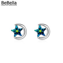 BeBella-pendientes con forma de estrella y Luna, Joyería Moderna con cristales Swarovski, regalo de Navidad 2024 - compra barato