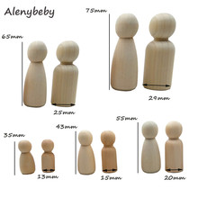 Muñecas de clavija de madera para bebés, juguete mordedor de 35-75mm, Natural, sin terminar, listo para pintar, 30 unidades 2024 - compra barato