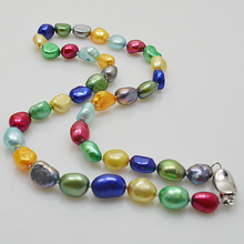 Collar de perlas barrocas Multicolor para mujer, joyería hecha a mano, S925 Collar de plata, cierre de perlas naturales de agua dulce, 7x9mm y 43cm 2024 - compra barato