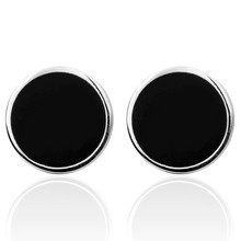 HYX Jewelry suqare-gemelos redondos de esmalte negro para hombre, botones de camisa francesa, gemelos de moda 2024 - compra barato