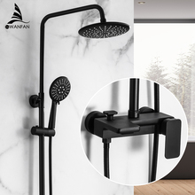 Shower Faucets Brass ORB Bathtub Faucet Round Tube Single Handle Top Rain Shower With Slide Bar Wall Water Mixer Tap 877825R 2024 - buy cheap