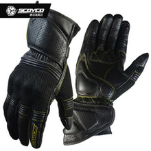 SCOYCO-guantes de Moto transpirables para hombre, guante de Motocross, hecho de piel de vaca, nailon, PU, PE, Verano 2024 - compra barato