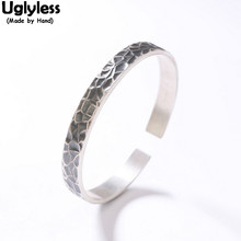 Uglyless Personalized Lunar Surface Uneven Creative Bangles for Women Adjustable Blank Bangles Solid 99.9% Silver Fine Jewelry 2024 - buy cheap