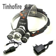 Nueva linterna frontal con 3 ledes de 6000LM CREE XML T6 + 2 XPE LED, faro delantero, luz de Camping + cargador de CA y coche 2024 - compra barato