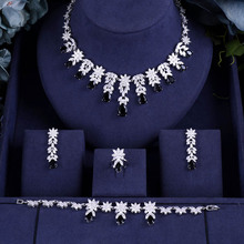jankelly Nigeria Black Bridal Zirconia For Women Party Luxury Dubai Necklace Earringa Rings CZ Crystal Wedding Jewelry Sets 2024 - buy cheap