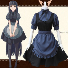 Disfraz de Anime de Halloween para mujer, traje de camarera para Cosplay con orejas, vestido, delantal y corbata 2024 - compra barato