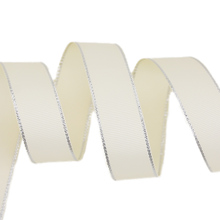 (10 yards/lot) beige silver Edged Grosgrain Ribbon Wholesale Gift wedd Christmas ribbons 2024 - buy cheap