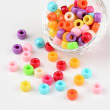 Jewelry DIY Opaque Acrylic Beads, Column, Mixed Color, Size: about 9mm wide, 6mm long; hole; 4mm 2024 - buy cheap