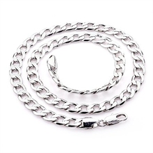 Cuban Chain  White Gold Filled Flat Women Mens Chain Necklace 8mm Wide 24in Long 2024 - buy cheap